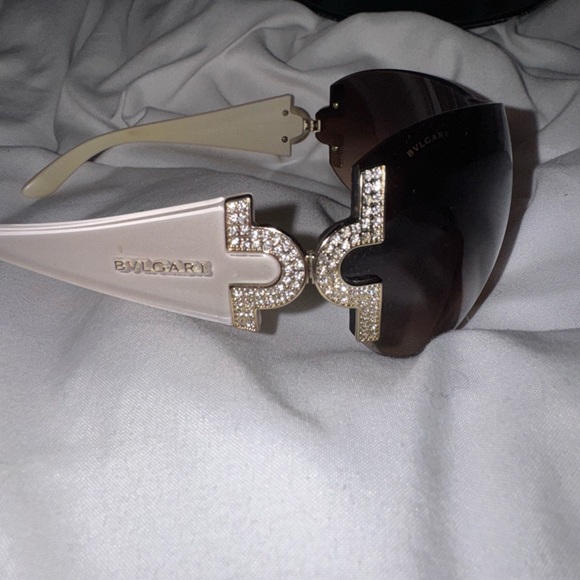 Bvlgari 651B 945/13 Shield Sunglasses Brown / Swarovski Crystals - Picture 3 of 10